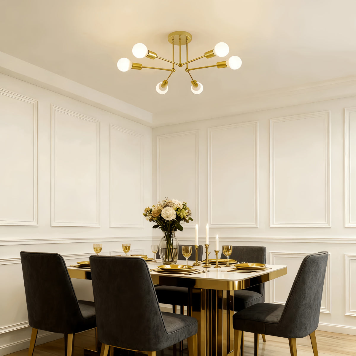 Nebula Royal Gold/Black LED Chandelier – Elegant Lighting for Living Room/Bedroom